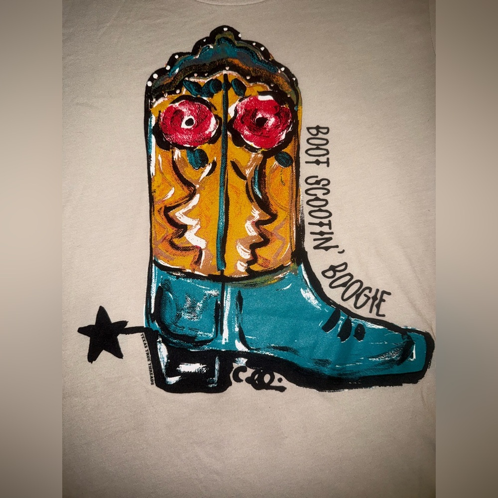 Texas True Boot Scootin Boogie Graphic Tee shirt Size Small Country Rodeo cowboy